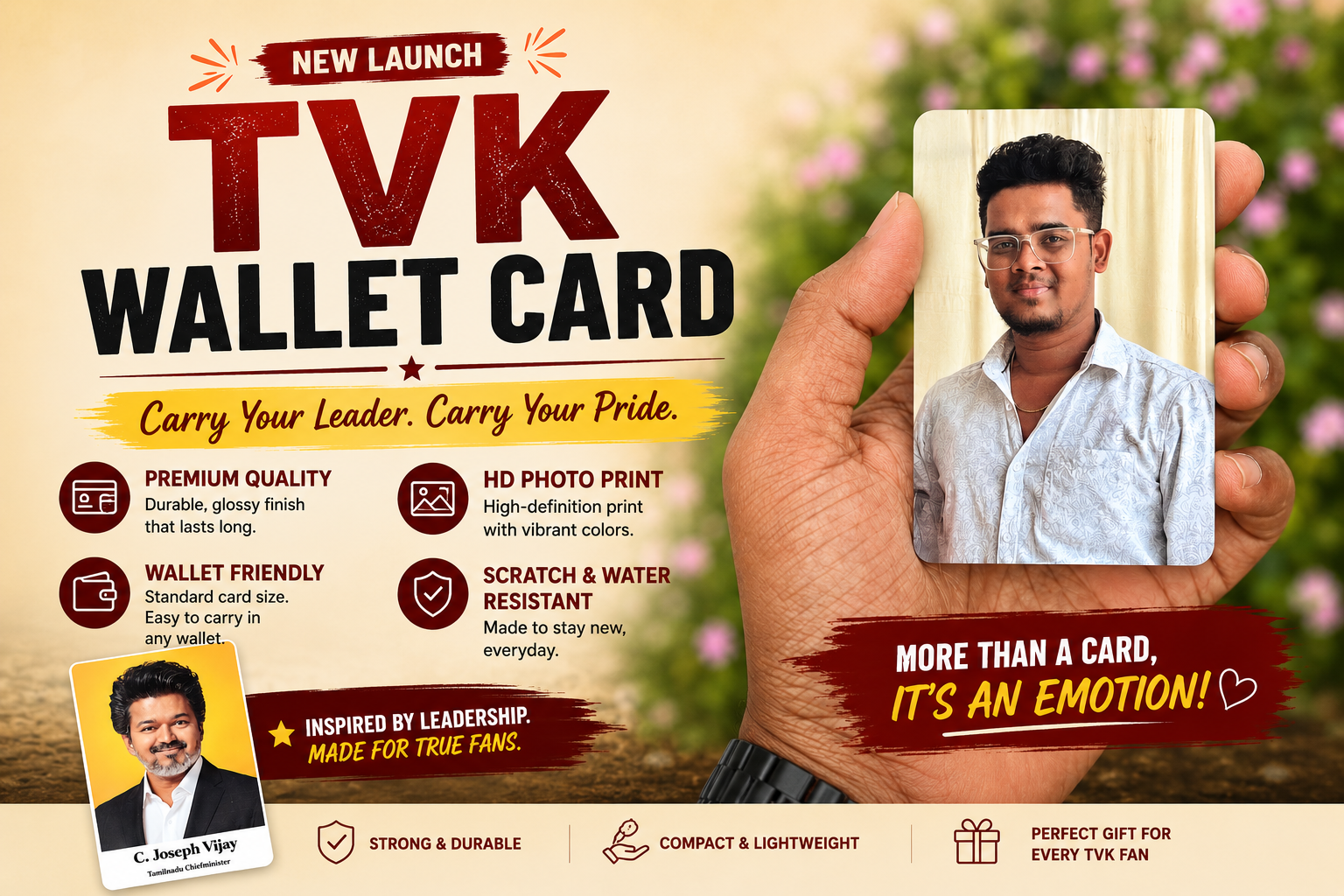 TVK Wallet Card – Personalized Thalapathy Vijay Fan Card | LuxeHub™