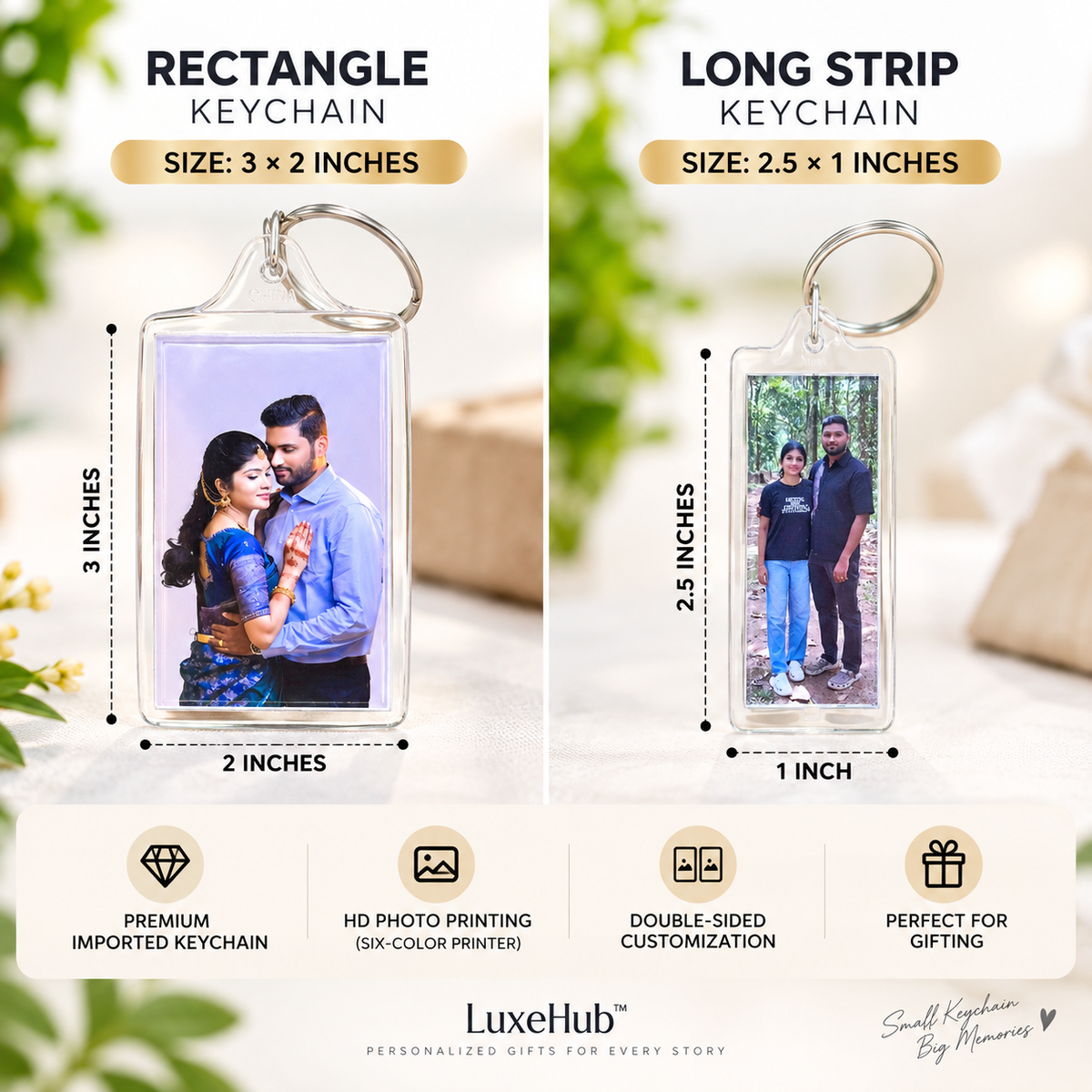 Personalized Long Strip Photo Keychain