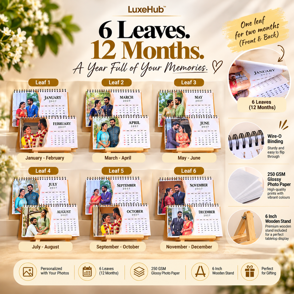 Customized 2027 Tabletop Photo Calendar