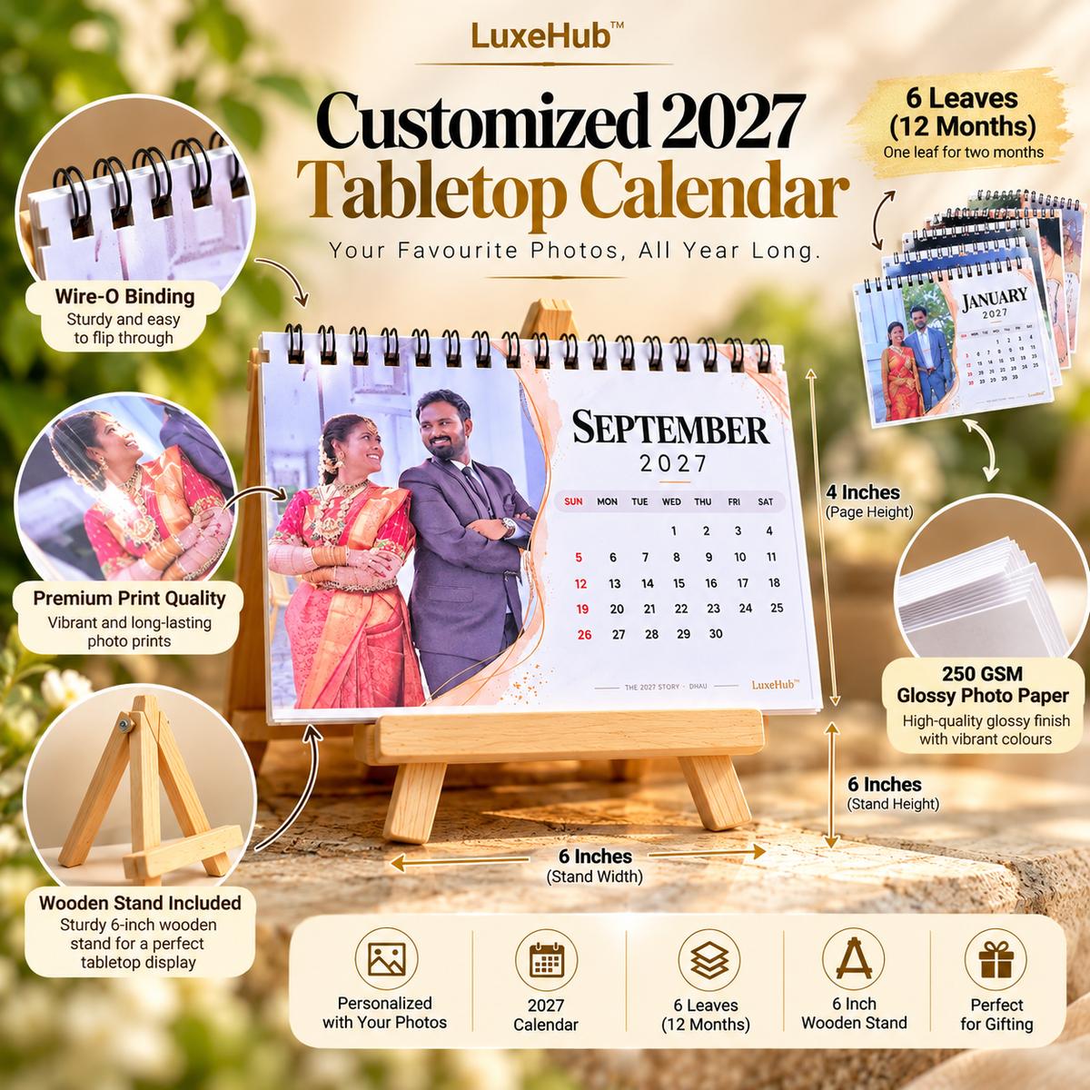 Customized 2027 Tabletop Photo Calendar