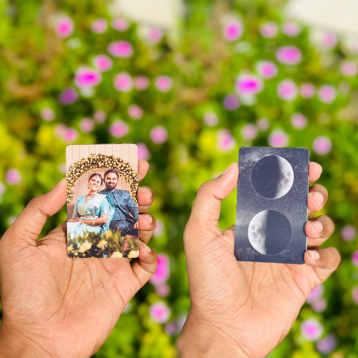 Custom Photo Wallet Card with Dual Moon Phases