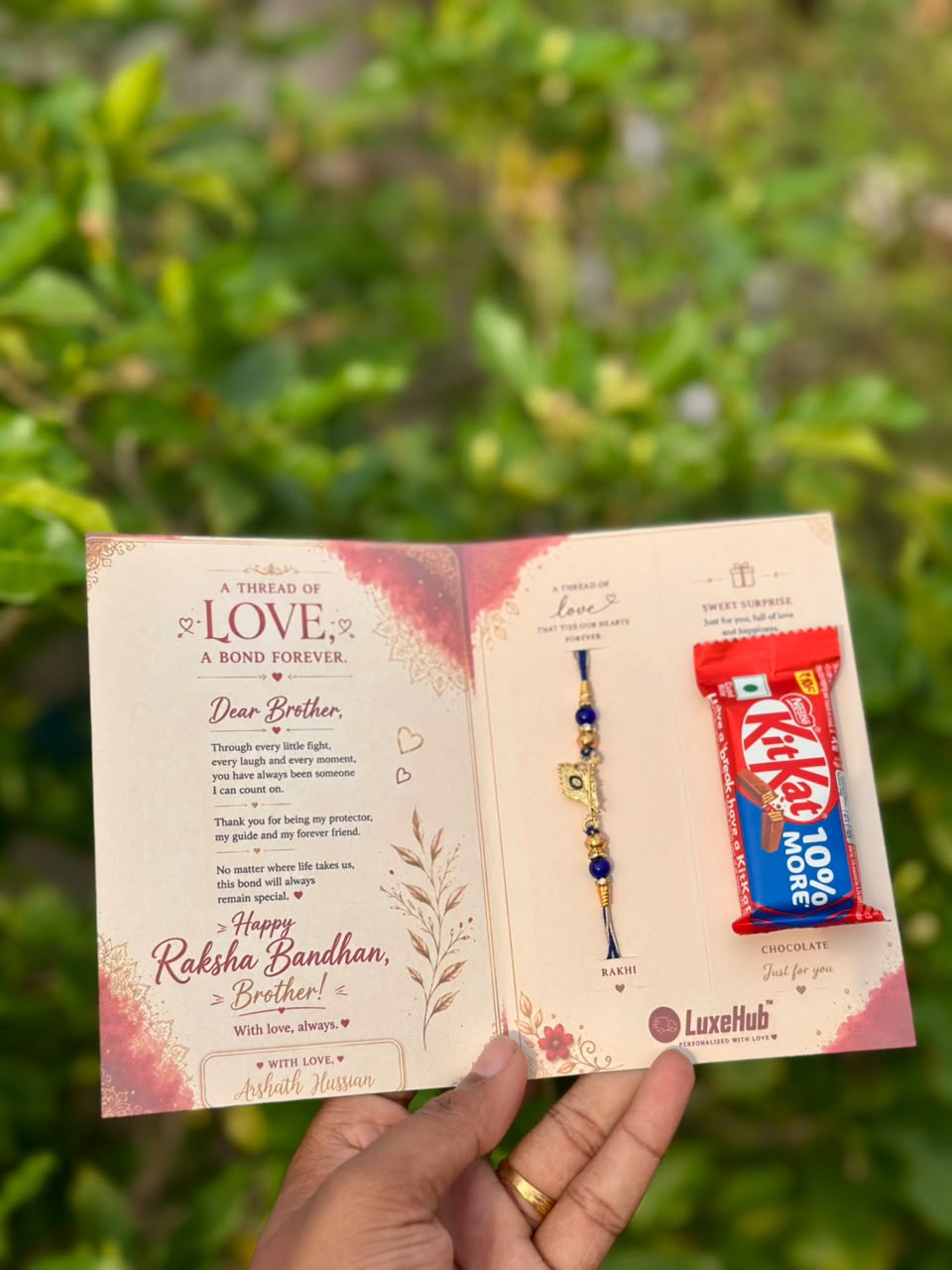 Raksha Bandhan Gift Card with Rakhi